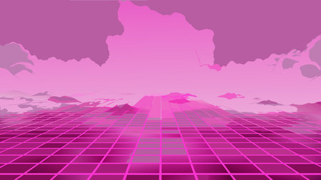 Vaporwave style digital art featuring fog-shrouded diffused lighting, expansive misty compositions...