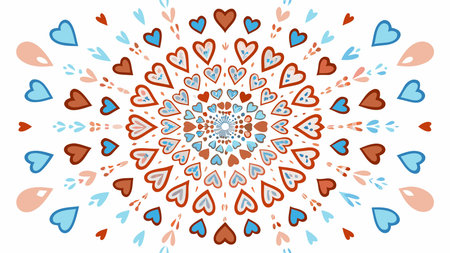Vibrant futuristic geometric illustration featuring radial symmetry, dramatic central spotlight...