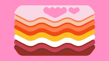 Experimental abstract style featuring softly layered translucent gels in valentine hues with gentle...