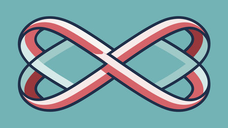 Sophisticated vector artwork with fluid, intertwined loops mimicking satin ribbons under soft,...