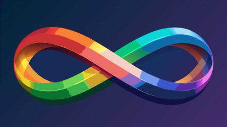 A creative digital illustration depicting Abstract soft patterns of intertwined ribbon loops in...