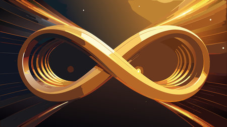 Elegant metallic style digital artwork with dynamic spiral composition and warm ambient spotlight...