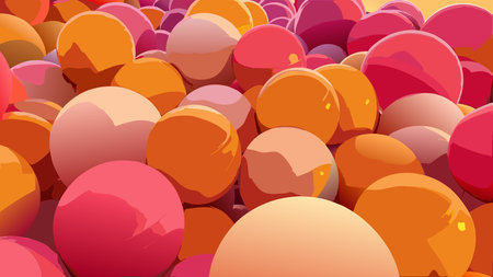 Exquisite 3D rendered gradient style with silky smooth transitions, subtle rim light highlights, and dynamic overlapping clusters evokes a harmonious, joyful love mood. Perfect for business applications in romantic branding, wellness graphics, digital wallpapers, lifestyle promotional, and emotional promotional visuals. Warm sunset-inspired palette offers ver. AI-generated vector illustration. AI-generated illustration.のイラスト素材