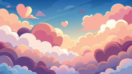 Uplifting dreamy  pattern style with soft billowy formations and high-altitude diffused sunlight,...