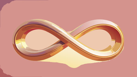 A creative digital illustration depicting Ethereal soft gradients of gold and rose forming infinite...