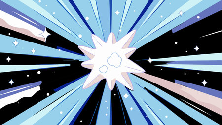 A creative digital illustration depicting Particle explosion frozen softly in pastel confetti...