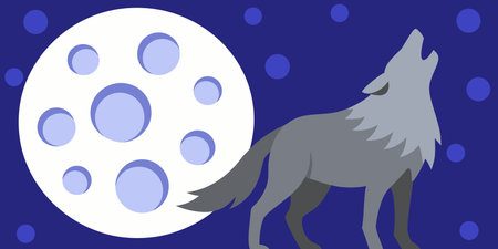 A creative digital illustration depicting Abstract apex predator wolf moon howl warping lunar...