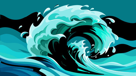 Energetic digital creation blending fluid abstract motions with vivid turquoise hues and luminous...