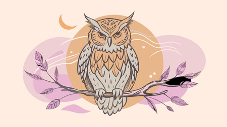 Raptorial abstract style blending dynamic feather textures and talon motifs with nocturnal moonlight ambiance, evoking silent sovereign power and midnight reaper intensity. Ideal for fantasy book covers, atmospheric posters, gaming assets, wildlife branding, and dark-themed merchandise. Versatile digital artwork appeals to designers, publishers, advertisers, . AI-generated vector illustration. AI-generated illustration.のイラスト素材