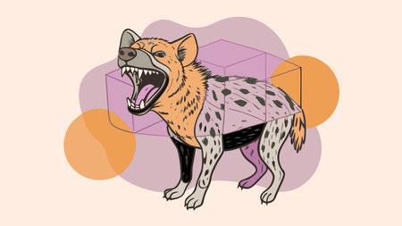 Post-apocalyptic digital artwork with distorted geometric cuboids and glowing phosphorescent green lighting, evoking a tense, cackling scavenger mood in an abstract pack formation. Ideal for dystopian book covers, sci-fi posters, horror game assets, and atmospheric branding in entertainment industries. Versatile style suits creative designers targeting fantas. AI-generated vector illustration. AI-generated illustration.のイラスト素材