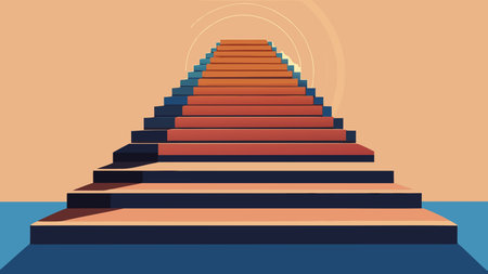Bold flat style vector graphic with centered composition, leveraging negative space and subtle dawn...