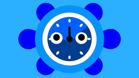 Dynamic flat design artwork in bold modern graphics, utilizing negative space and precise blue tones...