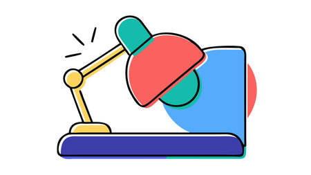 Bold minimalist vector design with centered composition, ample negative space, and soft flat glow lighting evoking a studious, focused professional mood. Ideal for uses in productivity graphics, office branding, educational resources, and modern stationery. Versatile for digital media, print materials, and apps targeting businesses, designers, and . AI-generated vector illustration. AI-generated illustration.のイラスト素材