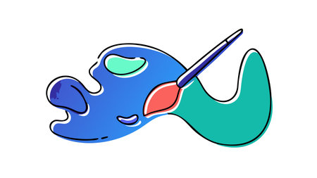 Vibrant flat vector artwork embodying dynamic brush strokes and a colorful spectrum within a minimalist negative space composition. Ideal for use in graphic design, campaigns, website headers, and creative packaging for fashion and tech brands. Its energetic mood and artistic flair appeal to designers seeking bold visual statements. . AI-generated vector illustration. AI-generated illustration.のイラスト素材