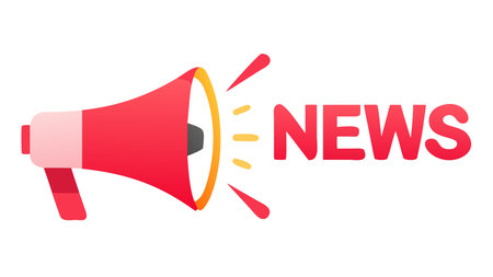 Dynamic flat vector artwork in bold, centered composition using vibrant colors, negative space sound waves, and striking red lighting to convey urgent communication and attention-grabbing energy. Ideal for campaigns, promotional graphics, news alerts, social media posts, and materials aimed at businesses and media sectors. Scalable desig. AI-generated vector illustration. AI-generated illustration.のイラスト素材