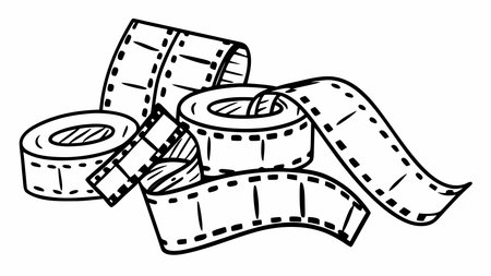 A creative digital illustration depicting Collection of colorful washi tape strips in rainbow hues twisted into shapes isolated on white, creative cluster composition, crisp studio flash lighting, macro product style, artistic and vibrant moo. This AI-generated artwork features unique visual elements suitable for various commercial and editorial applications. AI-generated illustration.のイラスト素材