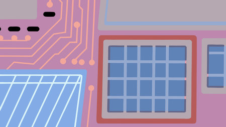 A creative digital illustration depicting Futuristic technology background with circuit patterns and...