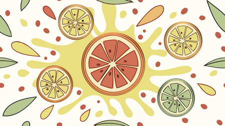 Dynamic vector design featuring a high-energy radial burst composition with vibrant splatters,...