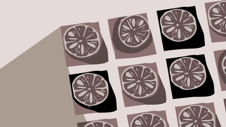 Geometric flat design style with grid-based composition and cool blue-toned side lighting creates a...