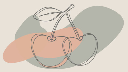 Romantic continuous line artwork crafted with a single fluid stroke and subtle red tint lighting, evoking a sweet and delightful mood. Ideal for Valentine's Day greetings, love symbol graphics, romantic packaging, food branding, and affectionate merchandise designs. The minimalist vector style ensures scalability, versatility for print, digital media, and mar. AI-generated vector illustration. AI-generated illustration.のイラスト素材