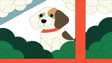 Adorable smooth outline illustration featuring bright flash portrait lighting and a mood of endearing innocence. The asymmetrical charm adds playful appeal, ideal for pet brands, children's media, campaigns, and merchandise design. This versatile digital artwork suits various applications for animal enthusiasts. . AI-generated digital illustration. AI-generated vector illustration. AI-generated illustration.のイラスト素材