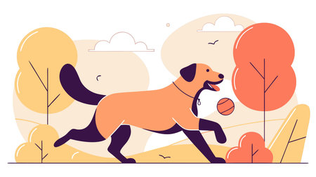 Energetic line art vector style with dynamic composition, bright daylight lighting, and playful loyal mood. Ideal for uses in pet , merchandise, greeting cards, apparel prints, and digital media targeting animal lovers and designers. Versatile graphic for publishing, web design, and branding in lifestyle industries. . AI-generated digital illustration. AI-generated vector illustration. AI-generated illustration.のイラスト素材