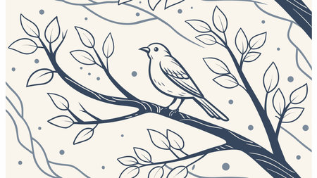 Experience minimalist elegance through fluid single-line strokes and balanced horizontal layout, infusing serene natural vibes with subtle soft light gradients. Ideal for eco-brand logos, nature-themed apparel, greeting cards, and digital wallpapers appealing to wildlife lovers and sustainable design firms. Scalable vector format ensures crisp quality across . AI-generated vector illustration. AI-generated illustration.のイラスト素材