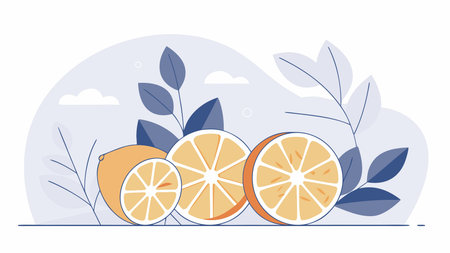 Energetic line art composition using one-line technique and fine black lines to craft a scattered organic layout, infusing zesty vibrancy and dynamic mood. Ideal for culinary branding, food packaging, restaurant menus, and visuals targeting food industry professionals and designers. Scalable vector style offers crisp versatility for prints, web grap. AI-generated vector illustration. AI-generated illustration.のイラスト素材