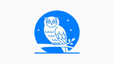 Captivating flat vector design showcasing intricate linework, soft luminous effects, and harmonious circular framing to evoke wisdom and nocturnal enchantment. Ideal for mystical logos, book covers, educational graphics, greeting cards, and wildlife branding in publishing, , fantasy media, and digital products. Clean minimalist style offers scalabi. AI-generated vector illustration. AI-generated illustration.のイラスト素材