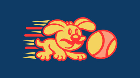 Dynamic flat vector artwork employing motion blur effects and bold composition to evoke high energy and joyful activity. Ideal for pet product , sports graphics, children's educational materials, and lifestyle branding targeting active families and animal lovers. Versatile design suits prints, web banners, apparel, and promotional campaigns with it. AI-generated vector illustration. AI-generated illustration.のイラスト素材