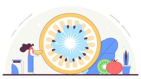 Precise single line drawing in minimalist vector style with radial composition and subtle green fluorescent lighting, evoking an exotic and tangy vibe. Ideal for applications like tropical fruit packaging, beverage labels, restaurant menus, food graphics, and digital design projects targeting culinary creatives and marketers. Scalable f. AI-generated vector illustration. AI-generated illustration.のイラスト素材