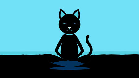 Modern minimalist vector design featuring subtle neon lighting and balanced centered composition, conveying a serene zen mood. Ideal for wellness branding, yoga studios, meditation apps, fitness graphics, and contemporary lifestyle projects requiring calm, elegant visuals. Versatile across digital media, print materials, apparel, and high-end appli. AI-generated vector illustration. AI-generated illustration.のイラスト素材