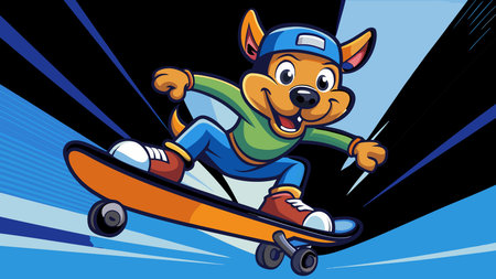 Energetic vector artwork in bold urban graffiti style with motion blur effects, evoking thrill and youthful exuberance through dynamic composition. Ideal for extreme sports branding, streetwear apparel, promotional posters, social media graphics, and youth campaigns targeting adrenaline junkies and urban lifestyle enthusiasts. Versatile for digital . AI-generated vector illustration. AI-generated illustration.のイラスト素材