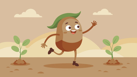 Playful vector design with organic line art in earthy brown tones, conveying a lively and whimsical mood through dynamic side profile composition and subtle soft morning light simulation. Perfect for children's books, educational graphics on healthy eating, food packaging, and fun branding in agriculture or nutrition sectors. Versatile for scalable digital an. AI-generated vector illustration. AI-generated illustration.のイラスト素材