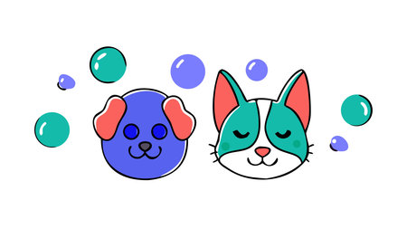 Charming vector illustration in soft pastel hues with serene spa lighting and luxurious bubbles, conveying a relaxed, pampered mood. Perfect for pet care ads, animal wellness branding, greeting cards, social media graphics, and lifestyle products targeting pet lovers and spas. Versatile design suits digital prints, merchandise, and promotional materials with . AI-generated vector illustration. AI-generated illustration.のイラスト素材