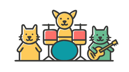 High-energy vector graphic styled as a vibrant concert poster with dynamic rock lighting and centered spotlit stage composition, evoking an electrifying musical performance atmosphere. Ideal for music promotions, event flyers, band merchandise, and entertainment graphics targeting rock enthusiasts and marketers. Versatile illustrative design suits digital and. AI-generated vector illustration. AI-generated illustration.のイラスト素材