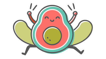 Dynamic vector artwork in bold style featuring energetic mood, angled composition, fresh green and pink accents, and simulated bright overhead lighting for a playful vibe. Perfect for food branding, kids menus, healthy lifestyle ads, packaging, promotional materials, and educational graphics targeting families, children, and wellness brands. Versatile for dig. AI-generated vector illustration. AI-generated illustration.のイラスト素材