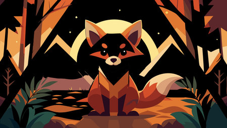 Whimsical vector illustration style with balanced triangular composition and warm golden hour lighting, evoking an adventurous and cute mood through playful character design. Ideal for children's books, apparel prints, educational posters, and digital graphics targeting young audiences and family-oriented brands. This versatile artwork offers strong. AI-generated vector illustration. AI-generated illustration.のイラスト素材