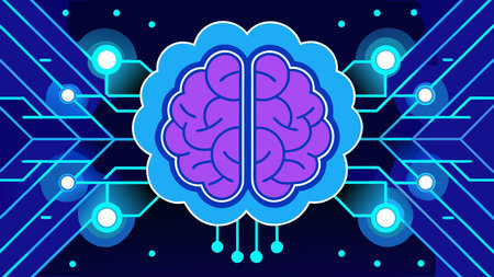 Futuristic digital artwork capturing an innovative cerebral vibe with neon highlights and dramatic illumination. Ideal for tech , AI concept visuals, neural network graphics, sci-fi book covers, and cybersecurity campaigns. Its high-energy style suits digital agencies, game studios, and educational content creators seeking immersive, forward-thinking. AI-generated vector illustration. AI-generated illustration.のイラスト素材