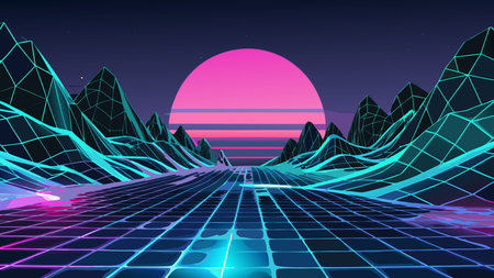 Cyberpunk digital art style blends high-contrast lighting with dynamic neon effects for an...