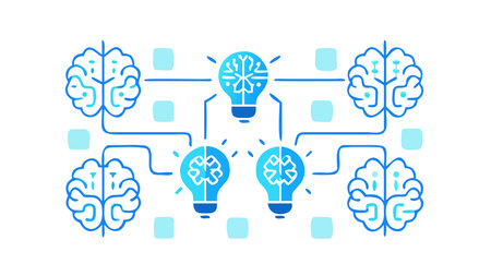 Minimalist graphic icons in a futuristic tech style, rendered in cool blue tones with even lighting for a sleek, innovative vibe. Ideal for UI design, tech branding, app interfaces, and digital targeting innovative sectors. Clean and versatile for modern presentations and web graphics. . AI-generated digital illustration. AI-generated vector illustration. AI-generated illustration.のイラスト素材