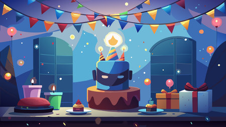 Playful cartoon  style digital artwork infused with festive sparkle lighting and a vibrant...