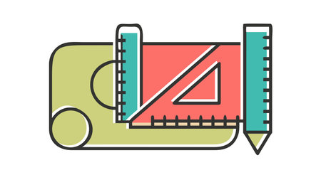 Precise vector graphic in cyan-monochrome palette with technical overhead lighting, evoking an innovative and professional engineering mood. Ideal for applications in architectural presentations, technical manuals, design templates, and materials for construction and engineering sectors. The clean, customizable composition suits digital a. AI-generated vector illustration. AI-generated illustration.のイラスト素材