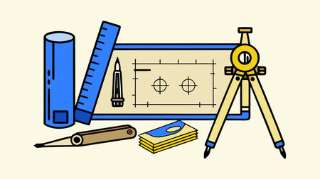 Clean vector line art in cyan monochrome palette evoking engineering precision and innovative...