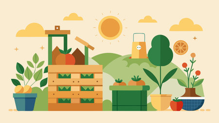 Minimalist vector artwork in earthy palette captures sustainable farming essence with soft field lighting and clean composition. Ideal for eco-friendly branding, organic product packaging, agricultural promotions, and health-focused materials. Versatile design suits food industry visuals and green lifestyle campaigns targeting conscious consumers. . AI-generated vector illustration. AI-generated illustration.のイラスト素材