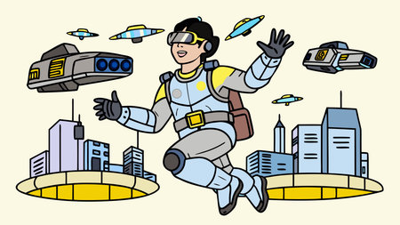 Dynamic cyberpunk digital artwork showcasing high-tech futurism with neon-infused moody blue-purple lighting and fluid motion blur for intense atmospheric tension. Ideal for sci-fi gaming visuals, dystopian movie posters, VR tech promotions, and cyberpunk apparel designs targeting gamers, tech innovators, and digital media professionals. Versatile graphic sty. AI-generated vector illustration. AI-generated illustration.のイラスト素材