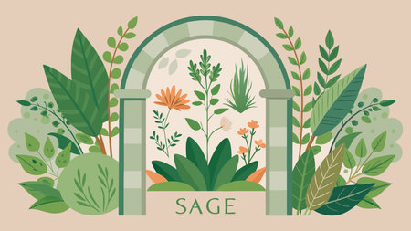 Soft and serene vector design evoking a relaxing medicinal atmosphere with gentle herbal greens and natural light effects. Ideal for use in wellness products, spa , herbal remedy packaging, and tranquil backgrounds for apps or websites. Features prominent empty space for typography and branding elements, enhancing its market versatility. . AI-generated vector illustration. AI-generated illustration.のイラスト素材