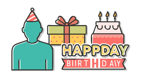 Playful stylized  illustration evoking a festive birthday party vibe with dynamic lighting and vibrant string lights on a cobalt blue canvas. Ideal for applications like greeting cards, invitations, social media graphics, event posters, and party merchandise targeting families, event planners, and marketers. The scalable vector style offers ve. AI-generated vector illustration. AI-generated illustration.のイラスト素材