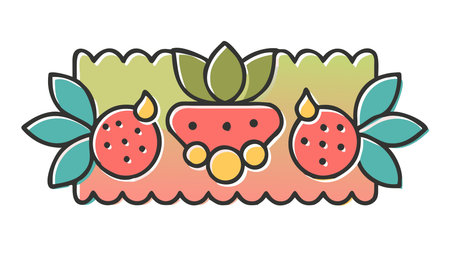 Elegant flat design artwork in rich jewel tones with soft diffused lighting, crafting a gourmet promotional frame featuring pristine central negative space for versatile compositions. Perfect for uses including food packaging, restaurant menus, banners, culinary websites, and promotional materials targeting food brands, chefs, and gourm. AI-generated vector illustration. AI-generated illustration.のイラスト素材