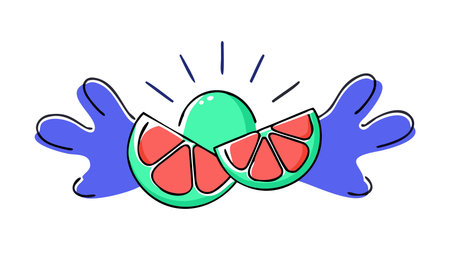 Dynamic vector artwork in vibrant zesty yellow-orange hues, capturing an explosive border motif with invigorating energy and bright overhead lighting for a fresh, uplifting vibe. Versatile for use in food packaging, beverage branding, promotional banners, summer campaigns, and web graphics, providing clean central space for custom text or logos. Pe. AI-generated vector illustration. AI-generated illustration.のイラスト素材